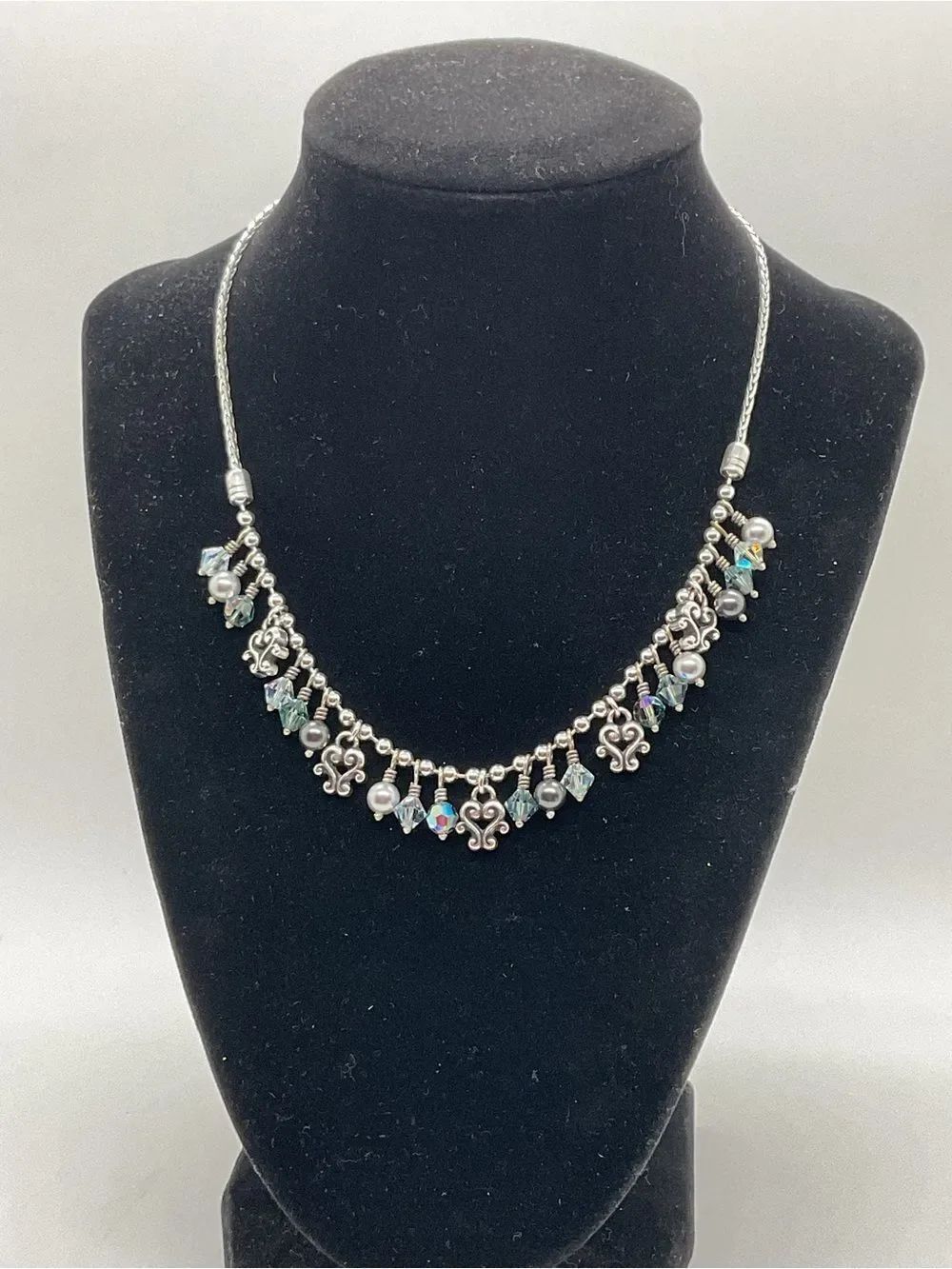 Brighton Blue Cannes Silver-Tone Filigree & Crystal Bead Necklace